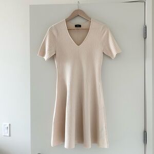 Theory Wool Cream Ribbed Mini Dress